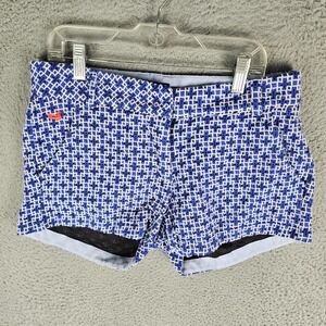 Southern Marsh Brighton Shorts Womens 2 Blue Stretch Geo Print 3" Inseam Preppy